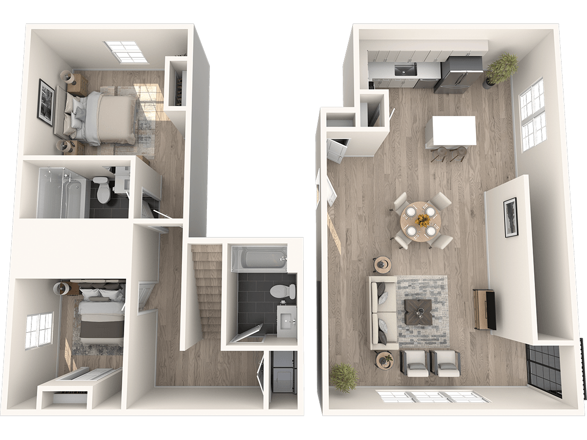 2 Bed Townhome - Ice House floor plan